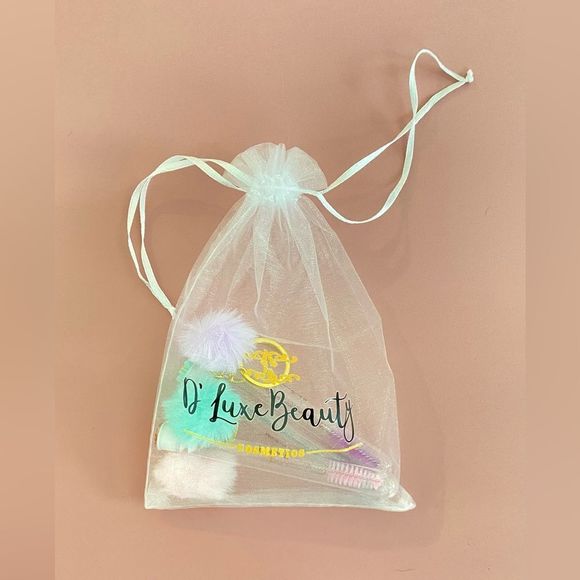 3pcs Tube Eyelash Brush/Spoolie with Furball & Gold Keychain | Mascara Wand - Picture 4 of 6